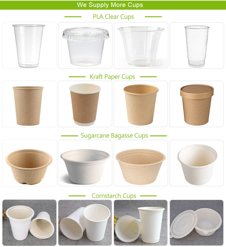 100% Biodegradable Compostable Plastic PLA Clear Cup