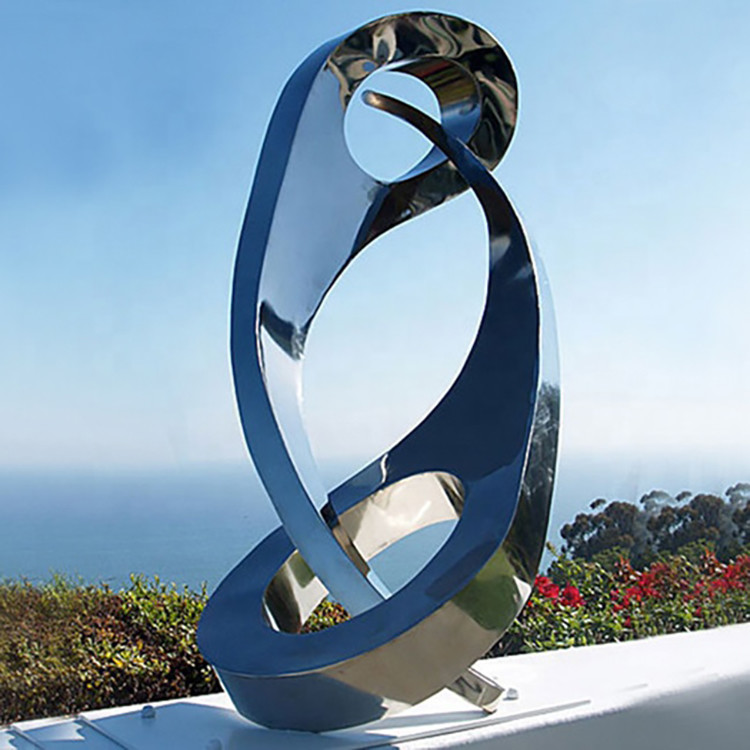 Modern Outdoor Garden Mirror Finishing Abstract Statue Art Metal Stainless Steel Circle Sculpture