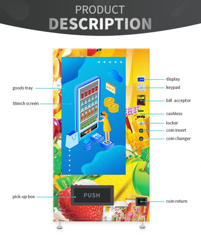 Smart Micron Snack Food Drinks Combo Vending Machine Cooling System 2-20 Adjustable