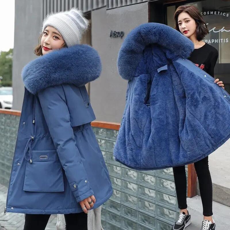 Winter Jacket Warm Fur Collar Thick Overcoat Ladies Long Hooded Parkas Women&prime;s Jacket Clothes Snow Wear Coat for Women