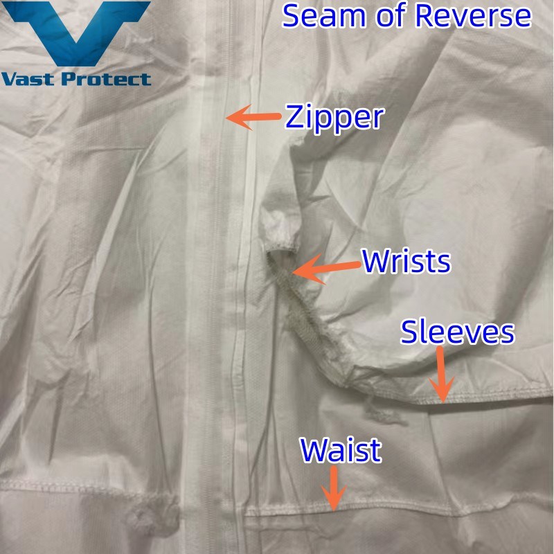 En ISO 13982 Disposable Breathable Soft Waterproof Microporous Protective Coverall