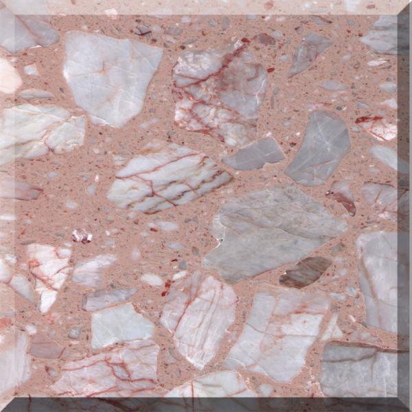 Ce Seamless Pink Artificial Granite Stone Panel For Countertops