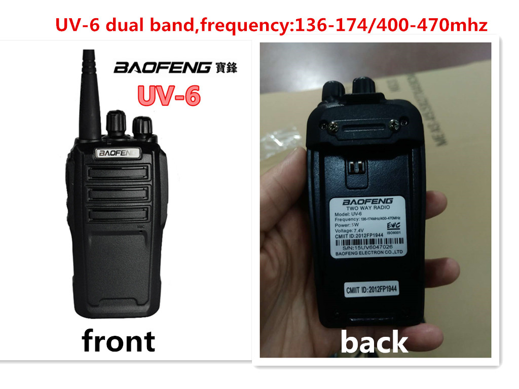 Baofeng 5 Watt high power long distance walkie talkie UV-6 Dual band Dual standby with PC programming
