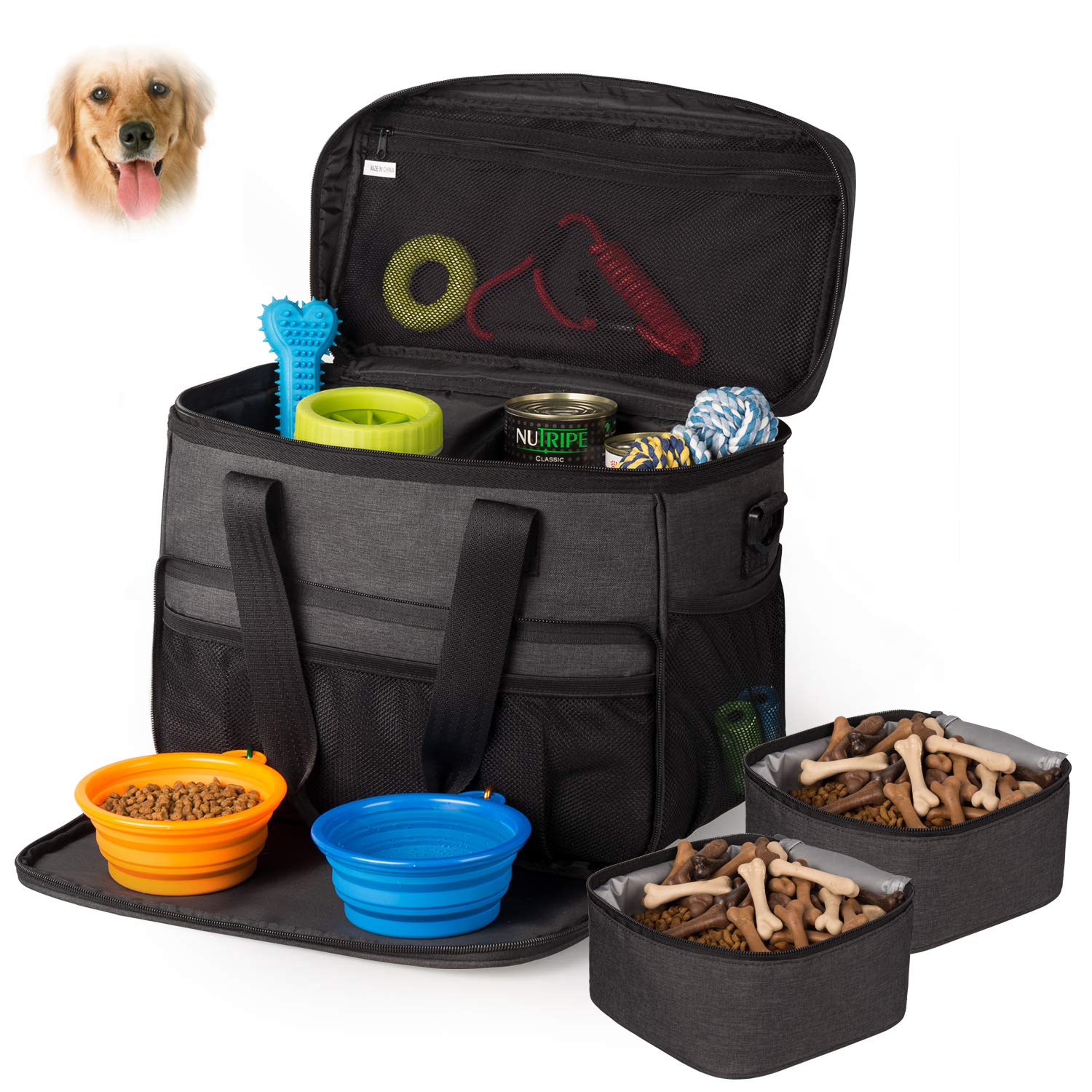 Weekend Pet Dog Travel Bag Food Carrier Bag Folding Food Tote Backpack Bag