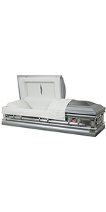 Veterans Silver Finish with White Interior - Metal Casket