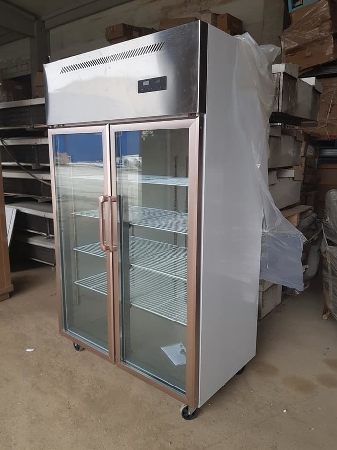 Double door large capacity commercial glass door stainless steel reefer freezer 3