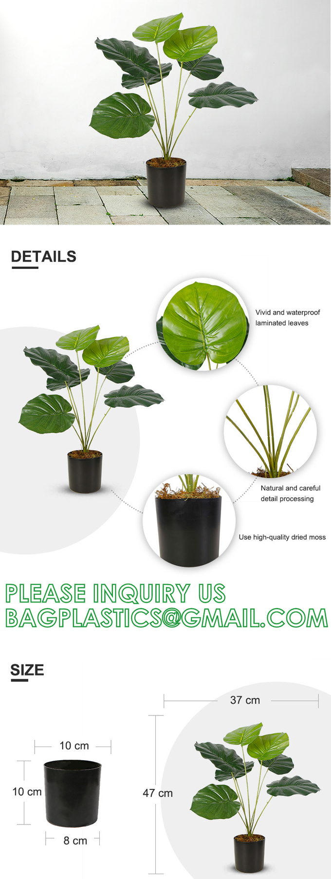 Fake Plants 16" Faux Plants Artificial Potted Plants Indoor for Home Office Farmhouse Kitchen Bathroom Table Shelf 17