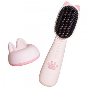 China 2600mAh Cordless Child Electric Hair Brush USB Chargeable Cute Hair Straightener Brush DC 5V 2A on sale 