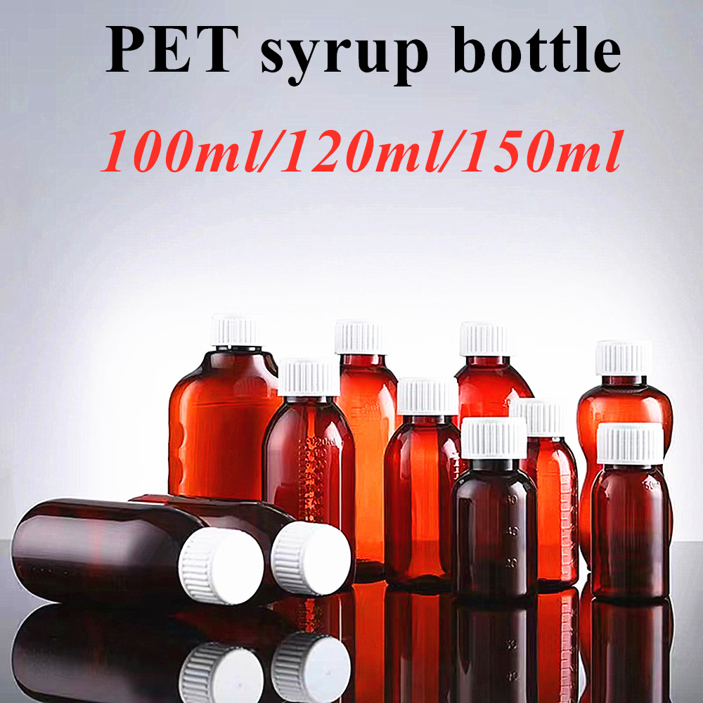 3oz 4oz 5oz 100ml 120ml 150ml Pet Amber Pet Round Cough Syrup Bottle Medicine Liquid Oral Plastic Bottles