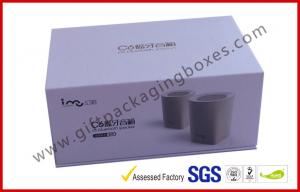 China Blue Tooth Speaker Magnetic Rigid Gift Boxes White And Blue Custom Packaging Boxes on sale 