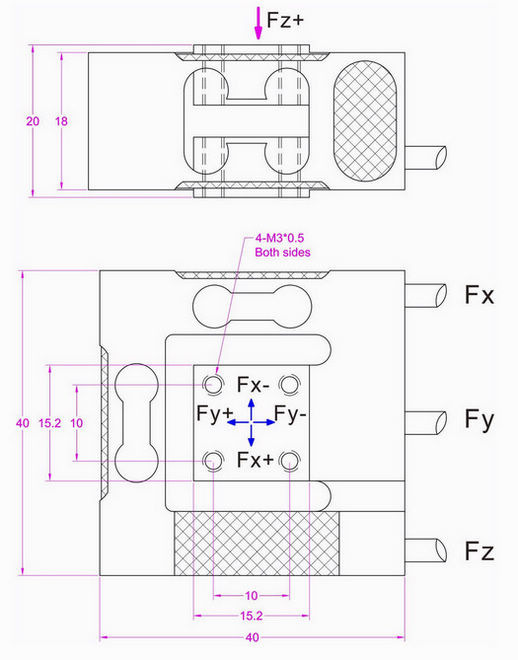 3-axis force sensor 20lb 10 lb 5lb 2 lb