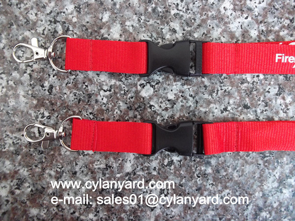 Red lanyard with plastic release buckle