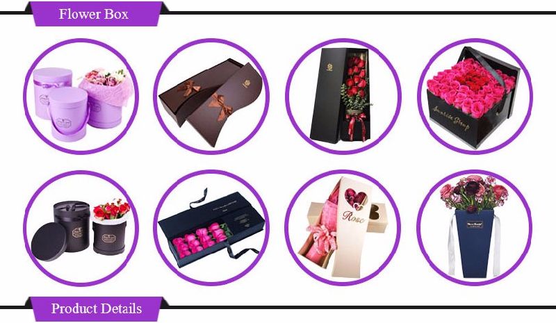 Customized Luxury Flower Cardboard Ribbon Gift Box