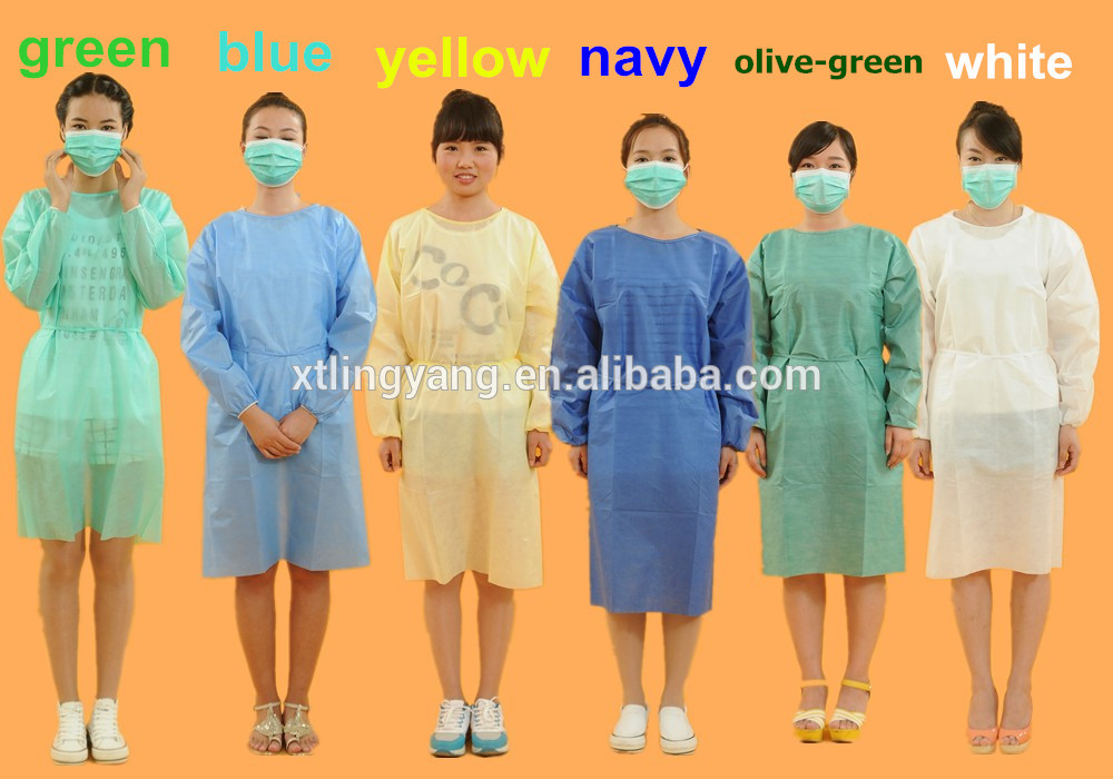 Factory price single use non woven isolation gown with knitted cuff