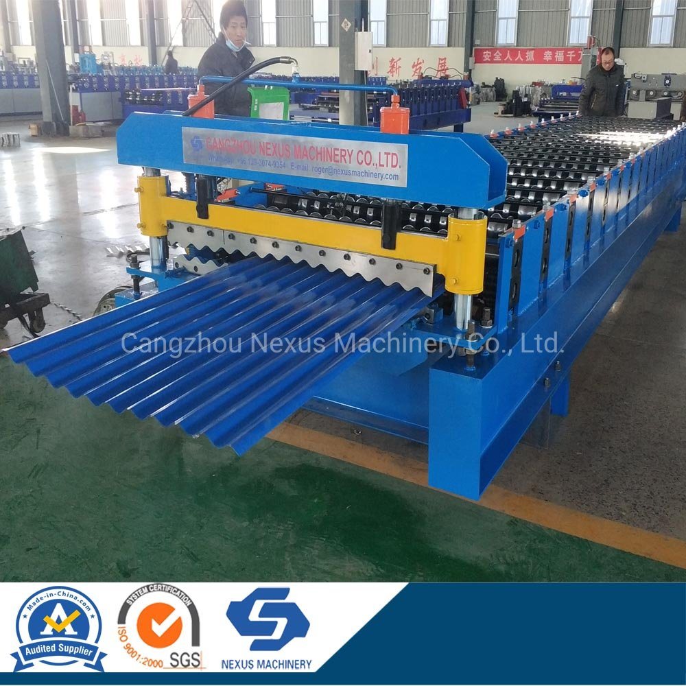 5.5kw Corrugated Steel Roofing Panel Roll Forming Machine with Cr12 Cutting Mould