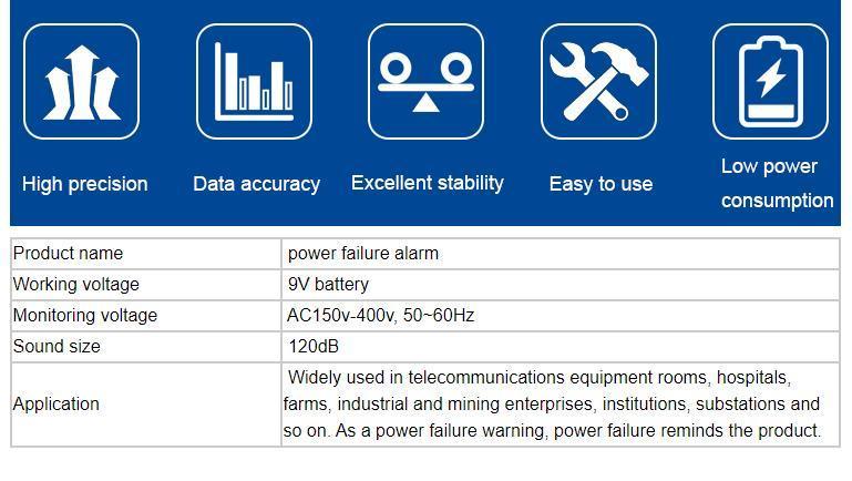 EU Standard High Volume Low Cost 120dB 220V Power Failure Alarm
