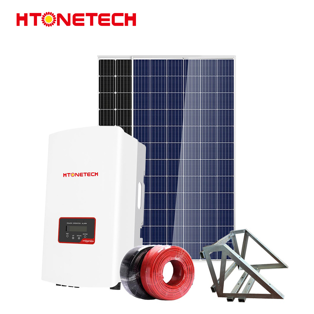 Htonetech 5kw Hybrid Solar Inverter on Grid System Solar Panel 340W China Factory 8kw 10kw 15kw on Grid Solar Energy System 5000W