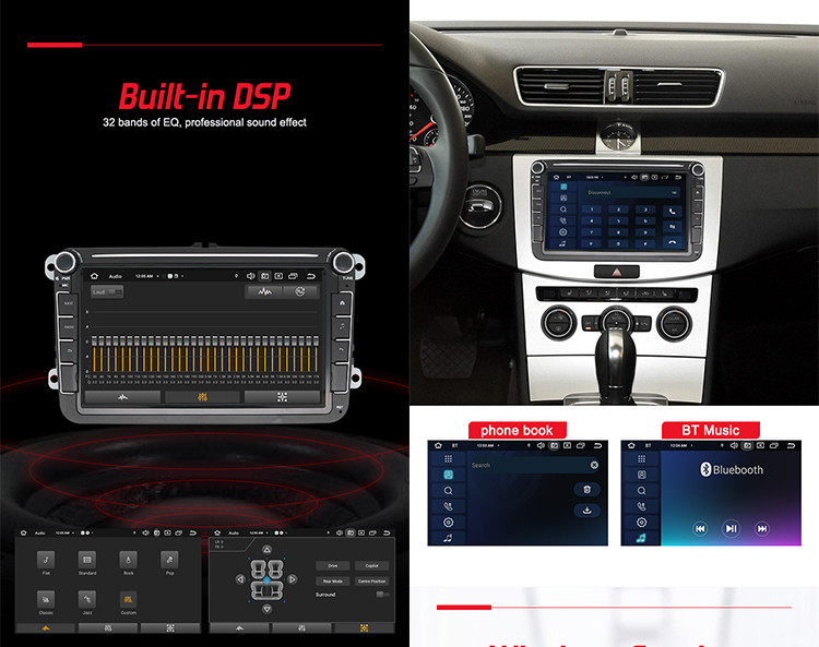 Universal OEM Car Radio 1024*600 8 Inch Touchscreen For Volkswagen
