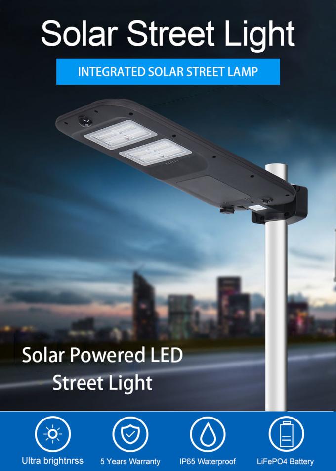 ABS All In One Integrated 100W 200W 300W LED Solar Street Light IP65 Waterproof 170lm/W efficiency PC Lens 0