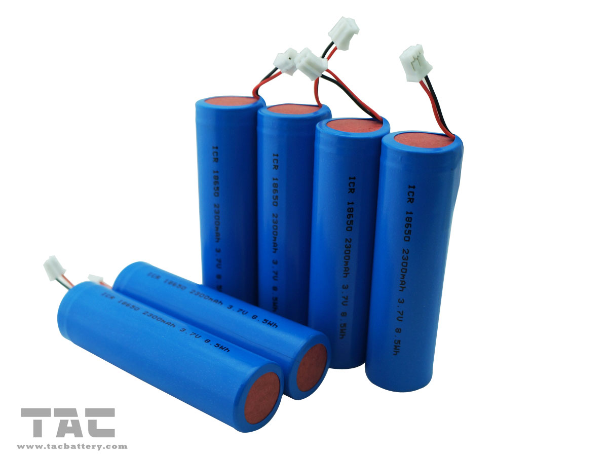 3.7V ICR18650 / 2300mAh Lithium Ion Cylindrical Battery with connector