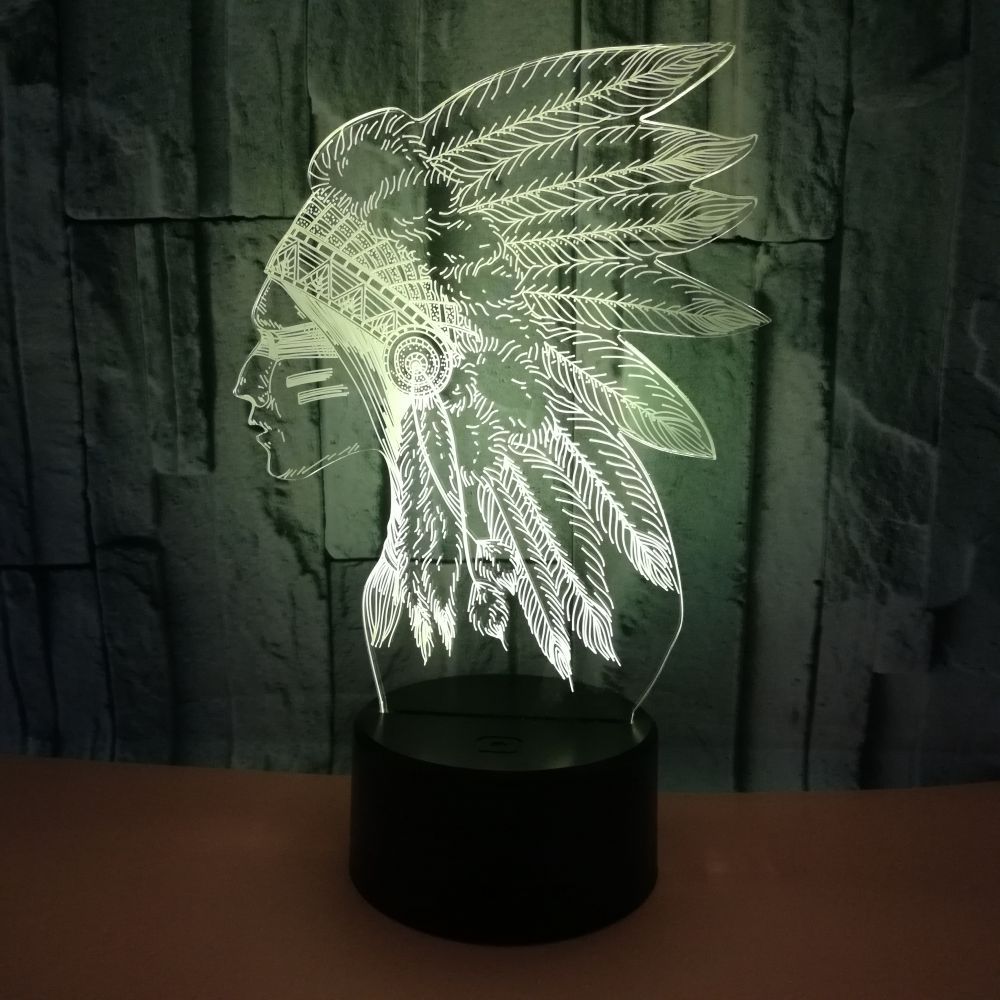Africa Chieftain 3D night Lights Colorful Touch LED Vision Gifts Decorative Characters table lamp