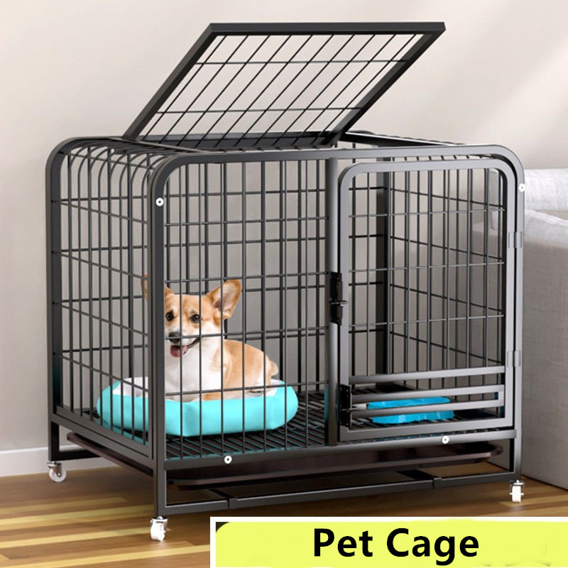 dog crate in bedroom