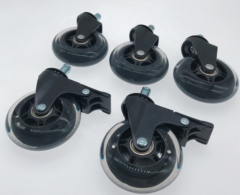 Office Chair Caster Universal Wheel Silent PU Wheel Caster With Brake 2 Inch 0