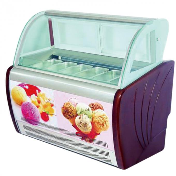 10 Pans Blue Hard Ice Cream Display Freezer Custom For Store / Mall