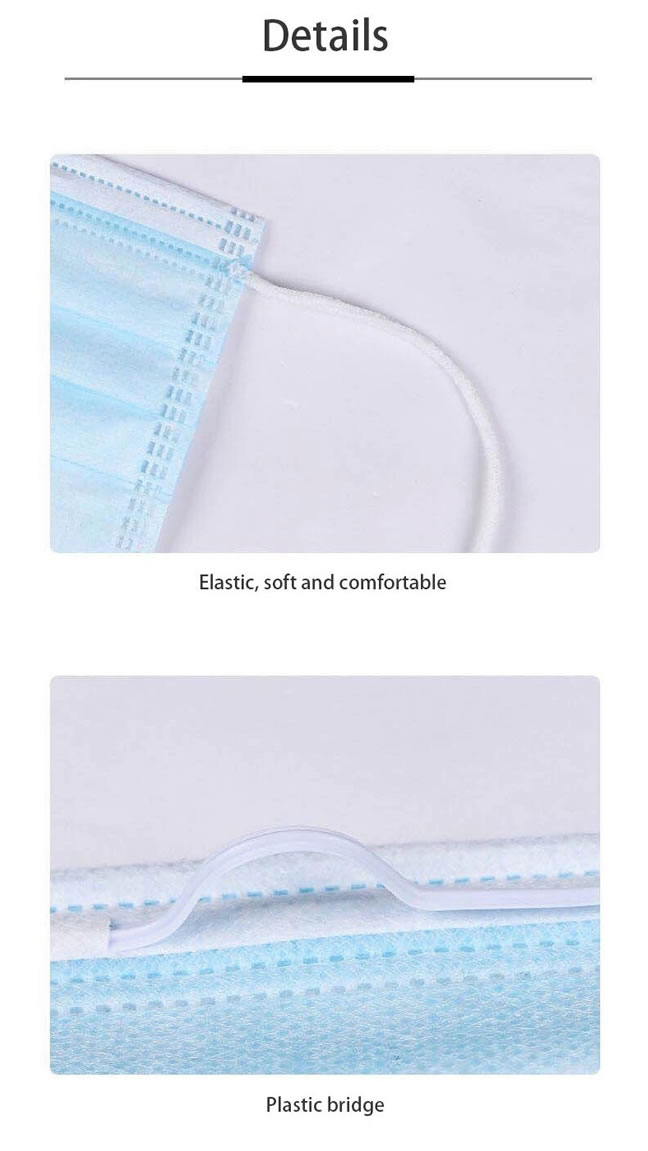 Earloop White Blue Safety 3 Ply Face Mask Suppliers Disposable Face Mask For Workers2