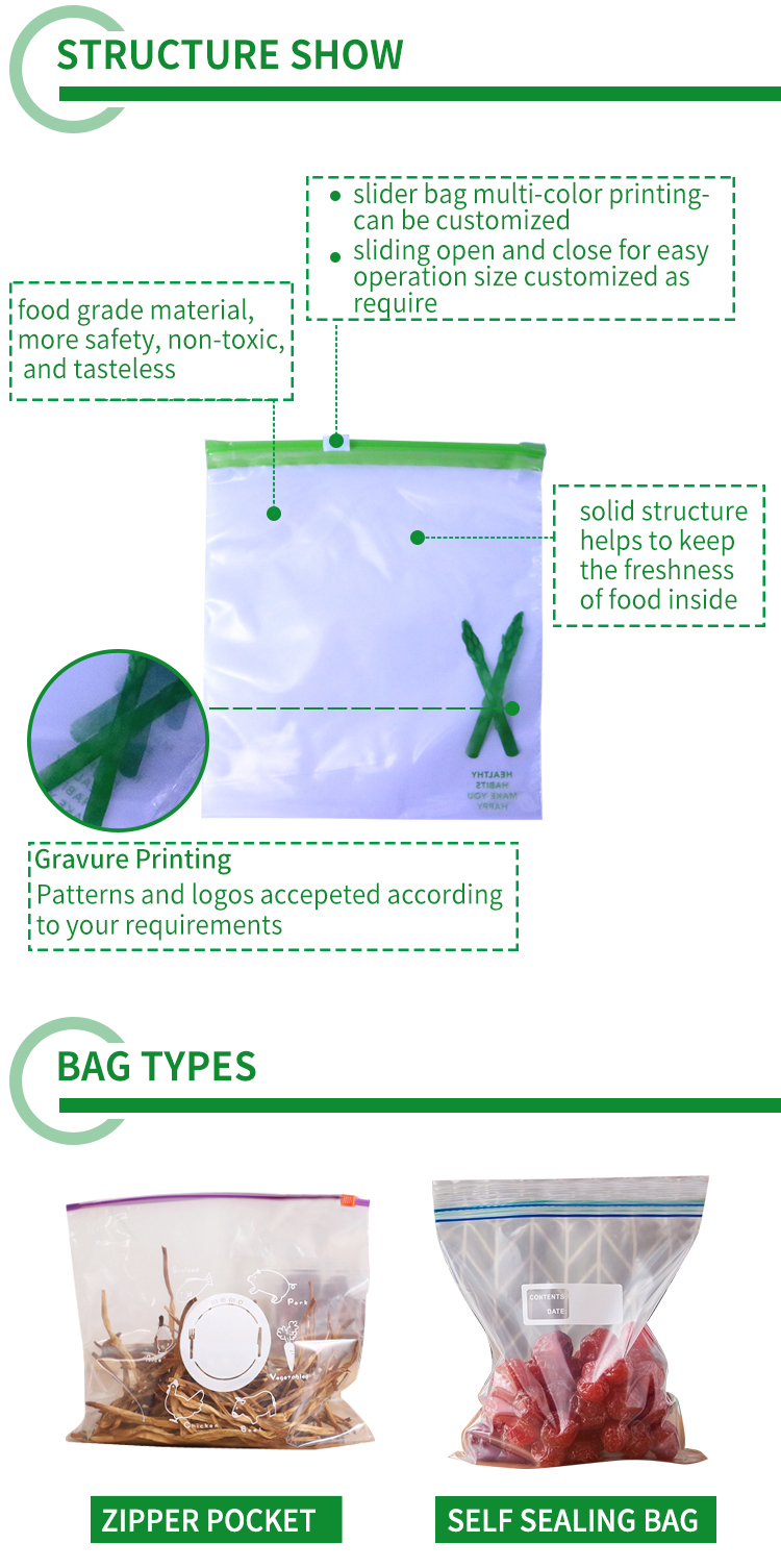 Biodegradable Package Printed Logo Clear Plastic Paper Zip Lock k Pouch Bag with Zipper