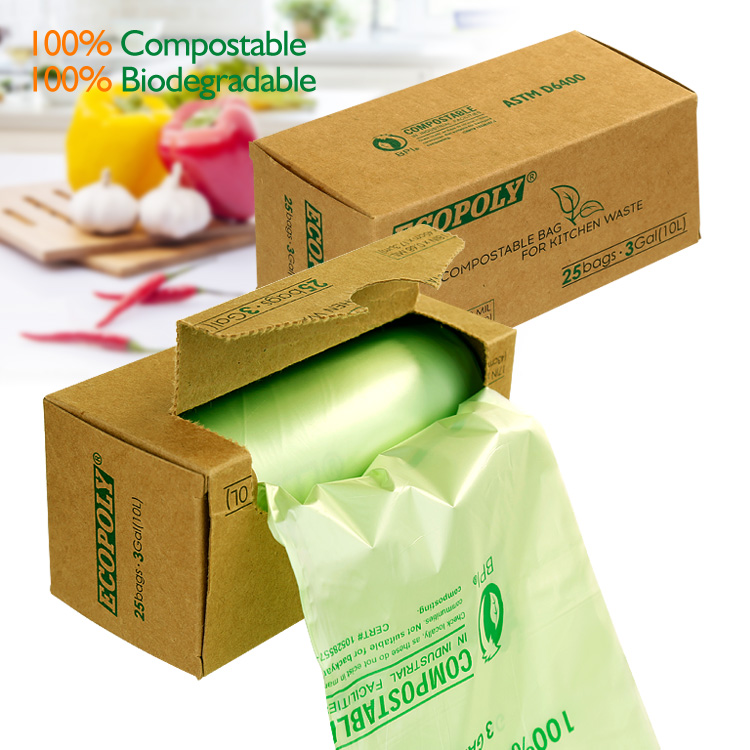 3gallon biodegradable and compostable kitchen trash bag