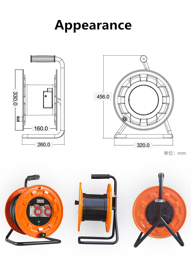 Waterproof Extension cable reel drum for used outdoors or in contact with oil 380V 16A industrial automatic portable hose reels