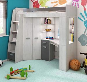 Hot Sale Modern Design Wooden Desk Wardrobe Children Bunk Bed For