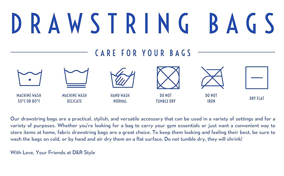 palterwear drawstring bags wash instructions