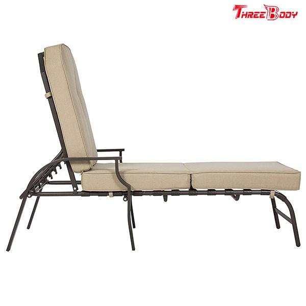 French Style Patio Chaise Lounge Chair Beige Outdoor Chaise