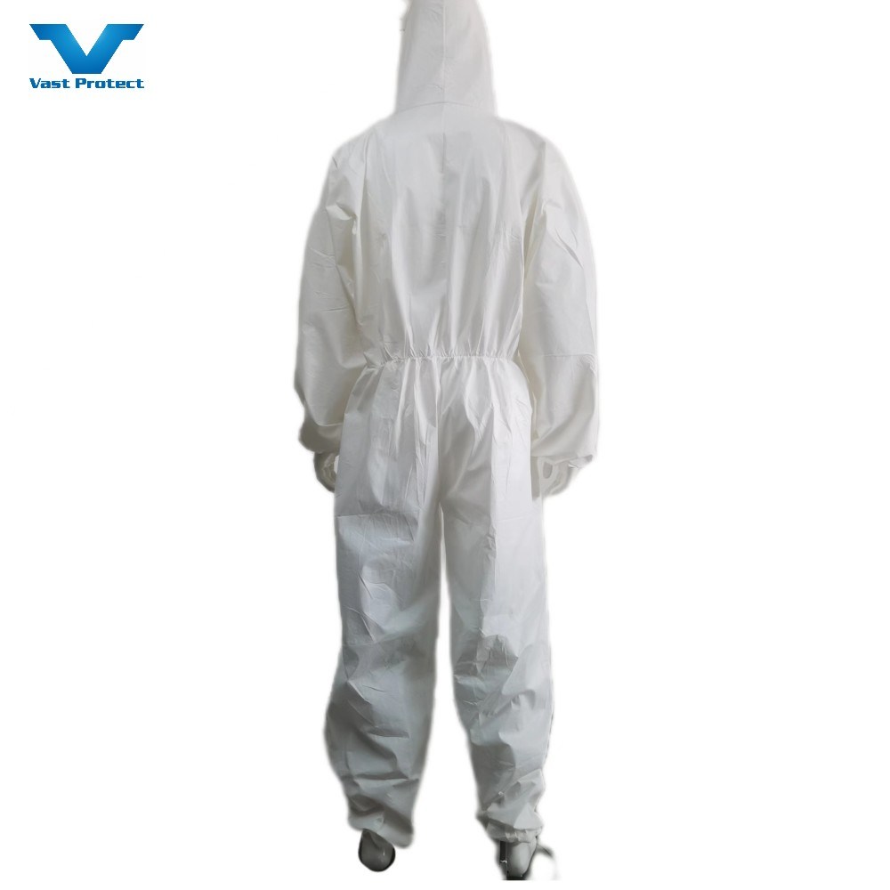 CE Type5&6 Wholesale White Disposable Microporous Coveralls with Elastic Wrist