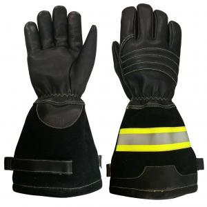 China EN659 Long Cuff Firefighter Gloves With Reflective Tape on sale 
