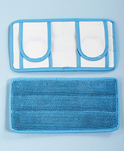 Set of 2 REUSABLE MOP PADS,11" Microfiber Wet Mop Pad ,Blue Twist Pile with White Canvas