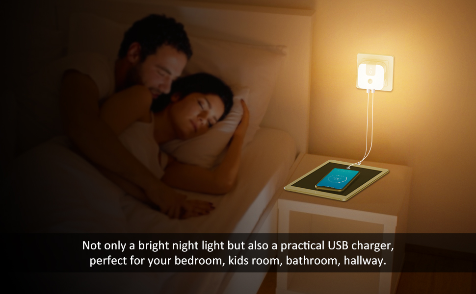 night light with dual usb for charging