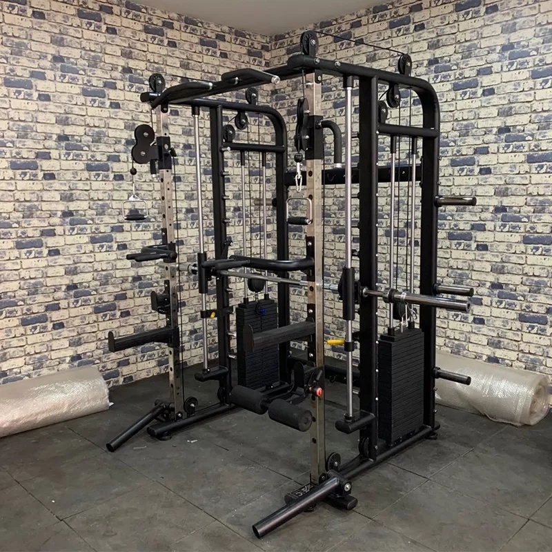 Factory Price Comprehensive Squat Rack Weight Lifting Cage with Smith Fitness Equipment