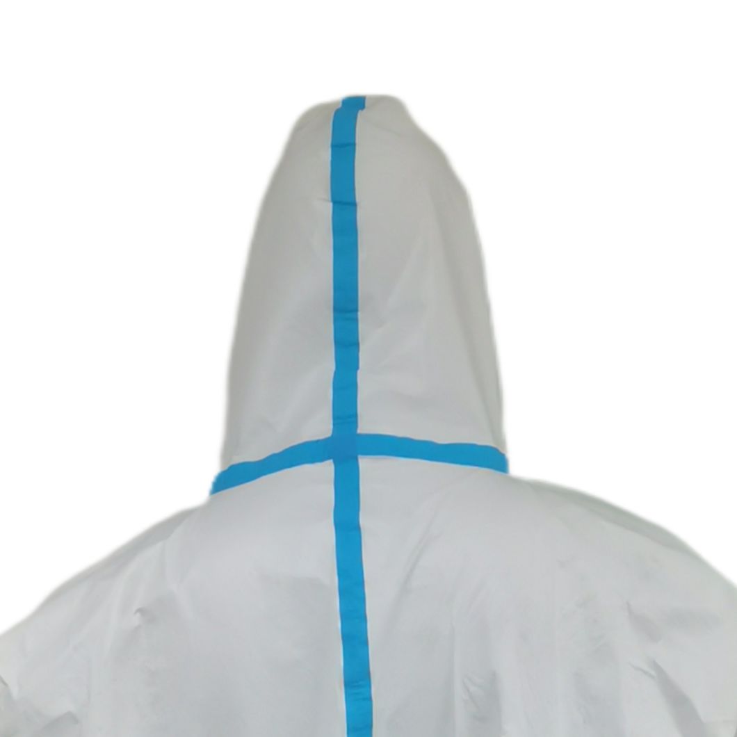Wholesale CE Type4/5/6 PPE Protective Suit Isolation Supply Waterproof Coverall with Blue Strip