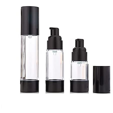 3Pcs/lot 15ML 30ML 50ML Empty Black Airless Lotion Cream Pump Plastic Container Cosmetic Bottle Dispenser Travel Refillable Containers