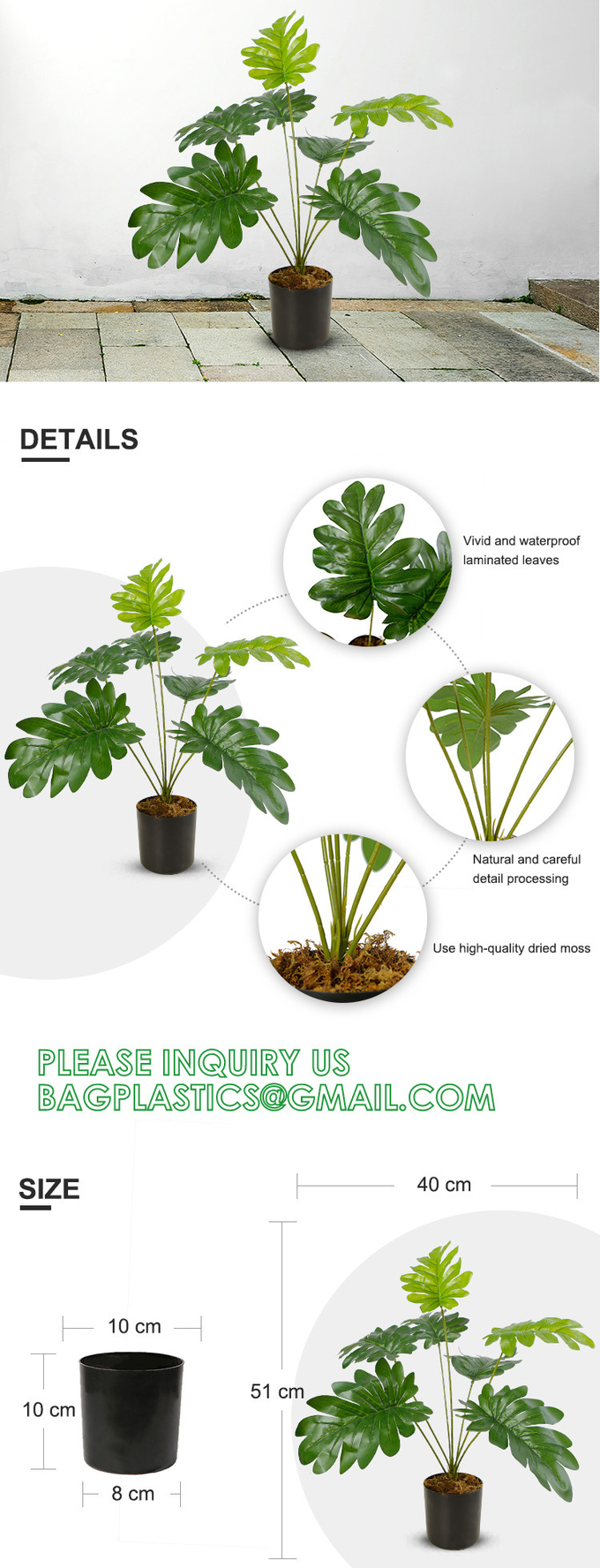 Fake Plants 16" Faux Plants Artificial Potted Plants Indoor for Home Office Farmhouse Kitchen Bathroom Table Shelf 18