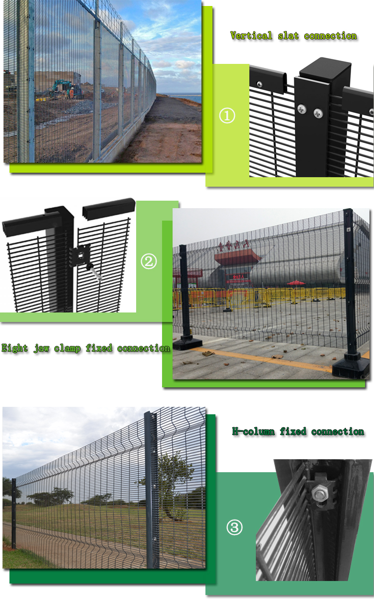 Powder Coated Prison 358 High Security Fence Panel With Razor Fence on Top