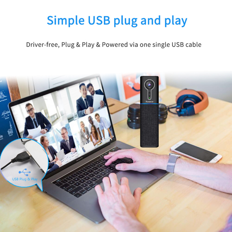 Tongveo Cm1000 2K Resolution Ai Face Tracking Webcam All in One USB Streaming Web Camera
