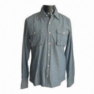 China Shirt for Men, Casual Jeans Effect, Made of Cotton Chambray, Dirty Wash on sale 