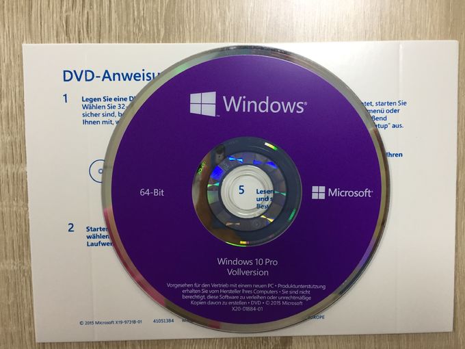 German Windows 10 Pro OEM COA Sticker Online Activation With 64bit 1pk DSP DVD