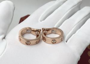 China Certified Cartier 18K Gold Diamond Earrings , Rose Gold Diamond Huggie Earrings on sale 