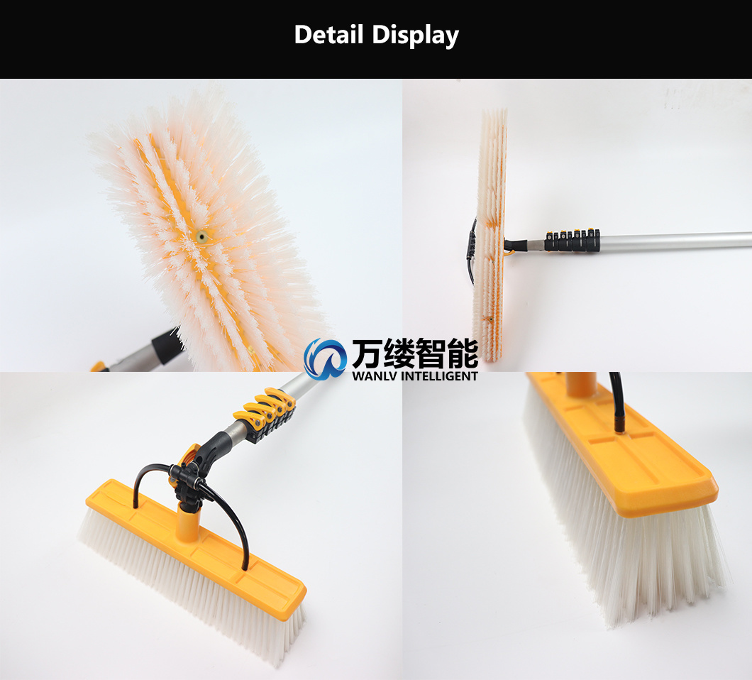 Popular Manual Spray Brush Solar Cleaning Brush with 55 Cm Widened Head and 10 M Elongated Handle Connect to Tap/ Pump Directly