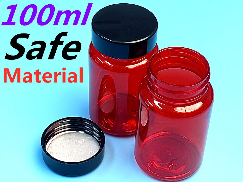 100cc 150cc Custom Pet Red Plastic Empty Pill Bottles Medicine Bottle Package Container for Supplement Vitamins Powder